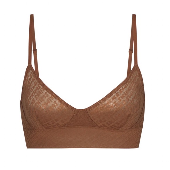 Skims Logo Triangle Bralette Gold Copper brown NWT size XXS - Picture 1 of 6